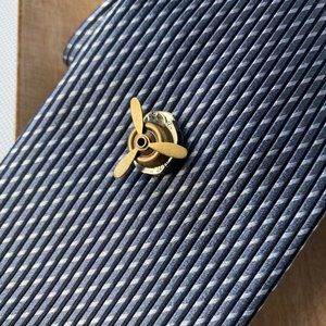 TIE Tack Lapel Pin Airplane Gold Propeller FATHERS DAY WEDDING GRADUATION